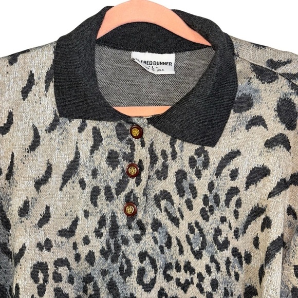 Alfred Dunner 90’s Animal Cheetah Print Sweater Women’s L Peter Pan Collar USA - Picture 7 of 10
